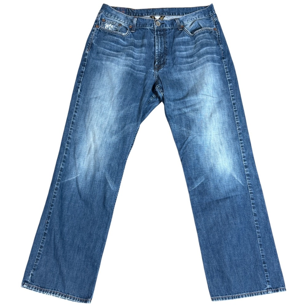 Lucky Brand Jeans Mens 36‎ Blue Denim Cotton Regular Fit Straight Leg Distressed